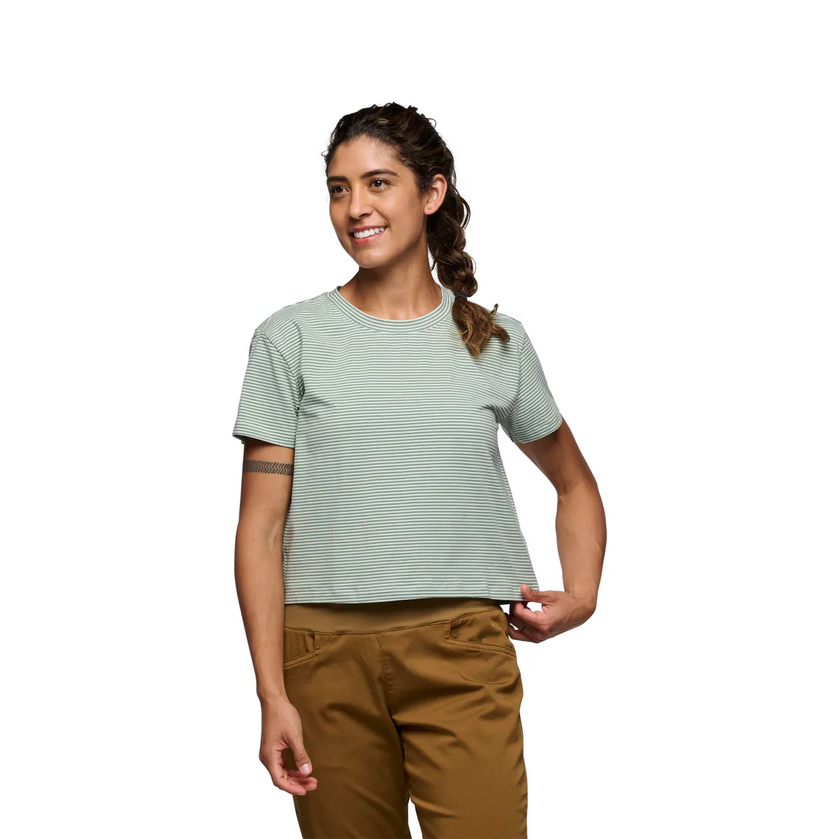 Black Diamond  BD Stripe Crop Tee W's foam green-laurel green