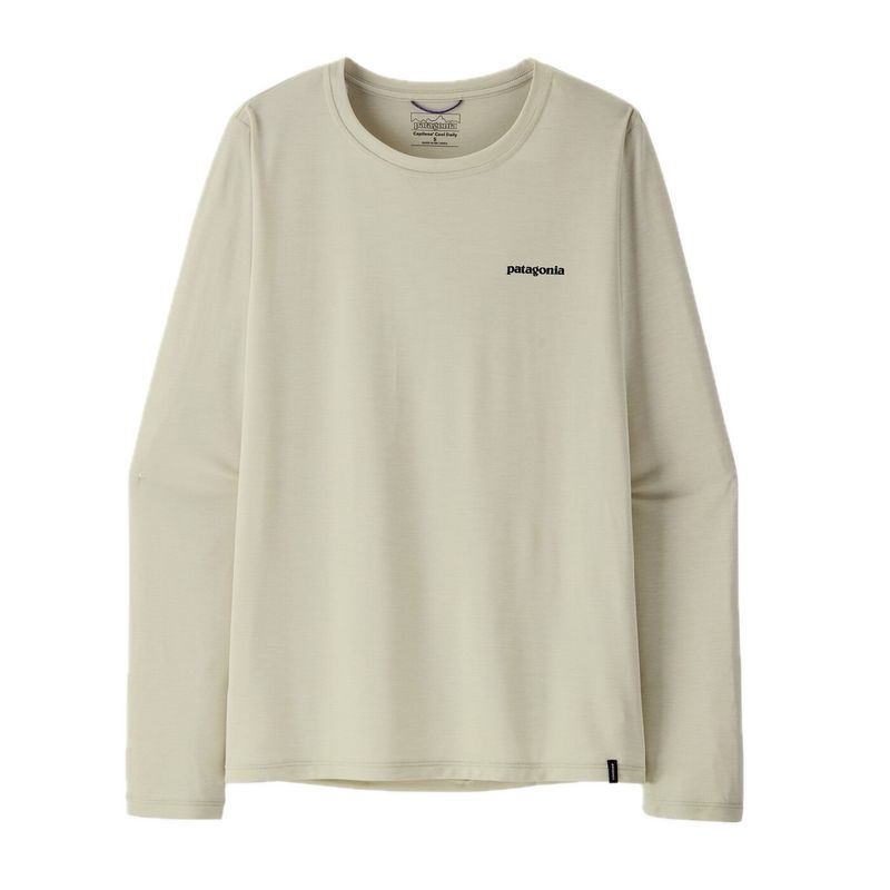 Patagonia L/S Cap Cool Daily Shirt - Board Logo W's dyno white