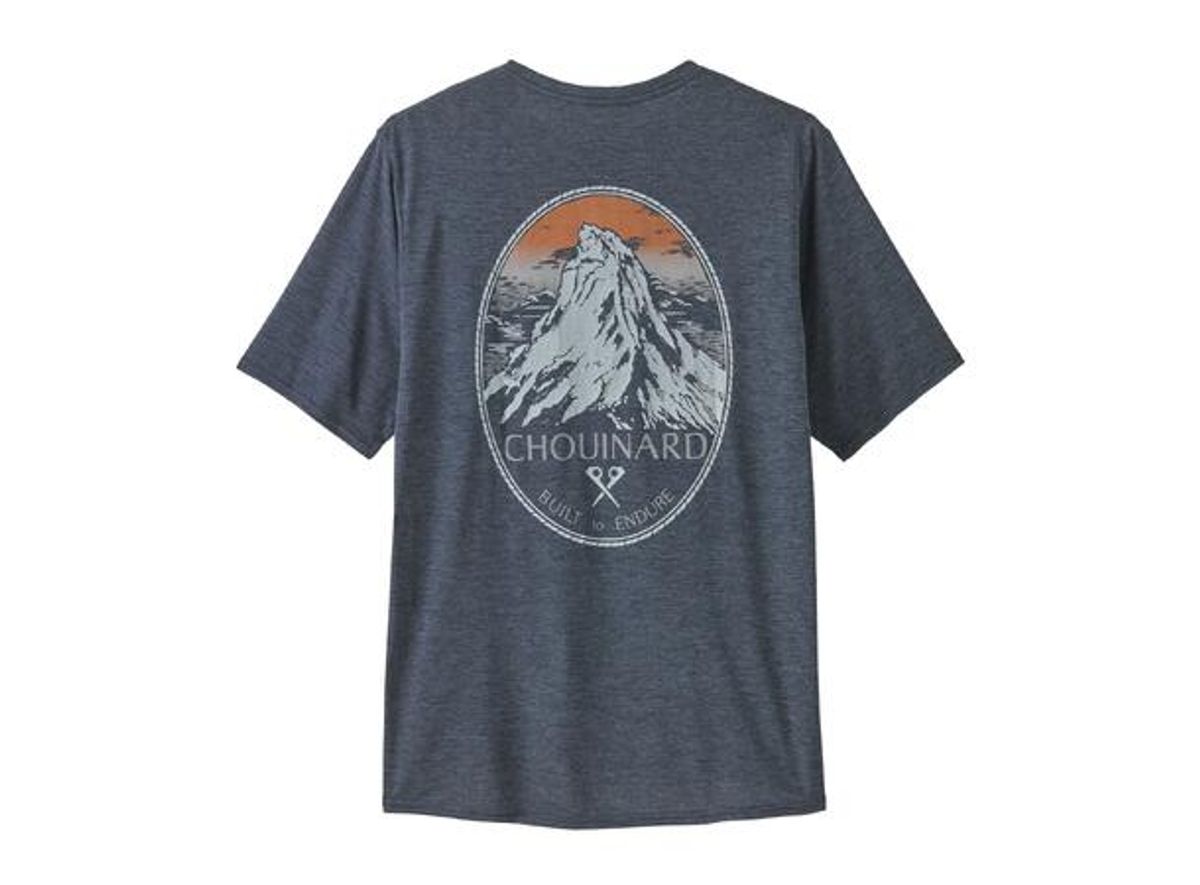 Patagonia M Cap Cool Daily Graphic Shirt - Lands Chouinard Crest: smolder blue X-dye