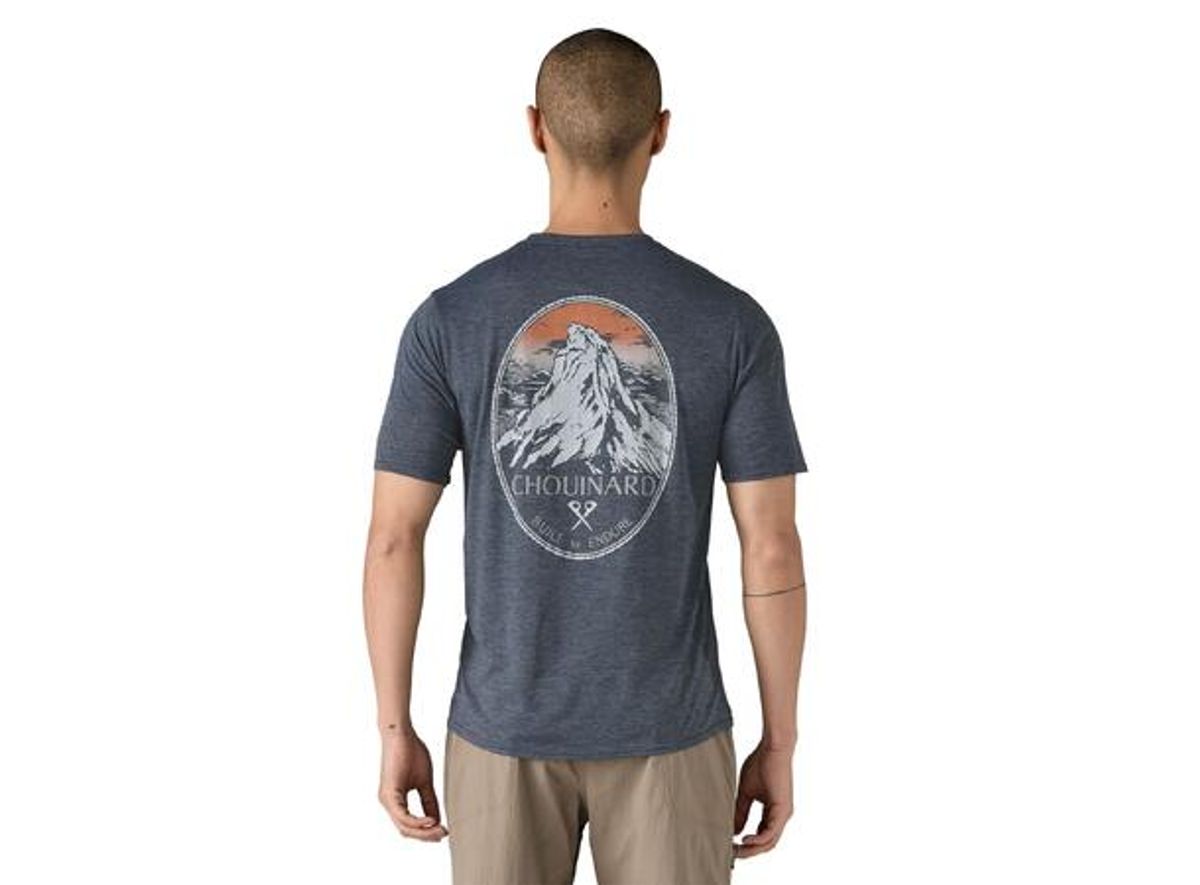 Patagonia M Cap Cool Daily Graphic Shirt - Lands Chouinard Crest: smolder blue X-dye