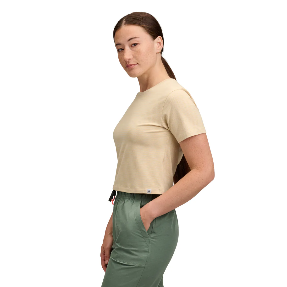 Black Diamond  BD Stripe Crop Tee W's white oak-off white