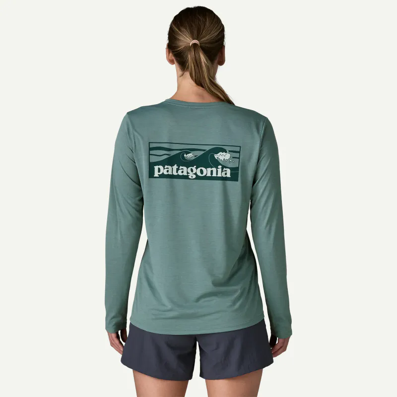 Patagonia L/S Cap Cool Daily Shirt - Board Logo W's dyno white