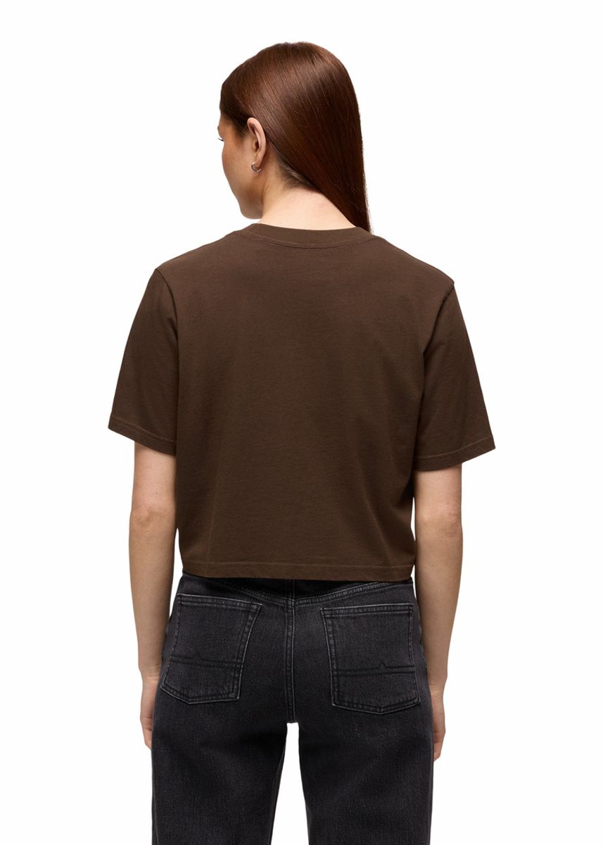 PrAna W's Heritage Graphic Crop Tee dark roast